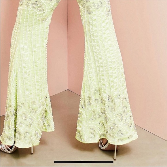 Asos luxe embellished fluted sleeve flared jumpsuit - Picture 4 of 8